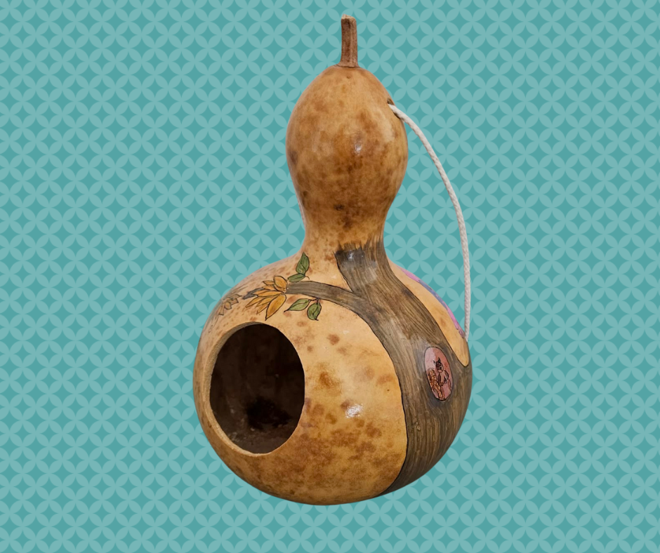 Hand-Painted Birdhouse Gourd